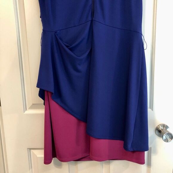 Narciso Rodriguez Women’s Color Block Side Sweep Blue and Pink Dress Size XL - Picture 5 of 16
